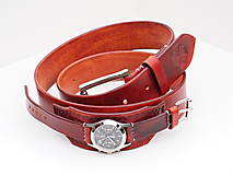Náramky - Kožený opasok s hodinkami, hnedý náramok - 10260821_