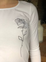Topy, tričká, tielka - Dámske tričko z organickej bavlny RUŽA  dlhý rukáv - 10262166_
