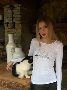 Topy, tričká, tielka - Dámske tričko z organickej bavlny RUKY dlhý rukáv - 10262618_