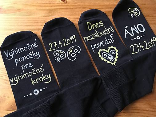 Maľované ponožky pre ženícha (Sada čiernych ponožiek)