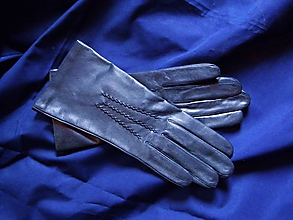Rukavice - Tmavomodré dámské rukavice s vlněnou podšívkou - 10262791_
