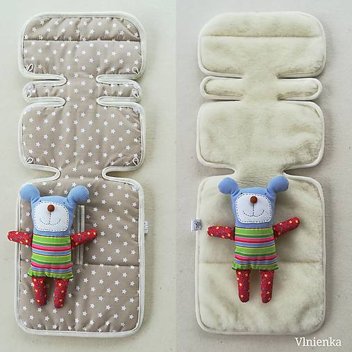Detské doplnky - Podložka do kočíka CONCORD 100% merino /celoročná/ obojstranná Hviezda béžová - 10263780_