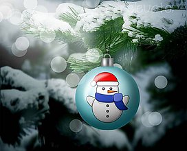 Grafika - Vianočná guľa (grafický obrázok) (snehuliačik) - 10263365_