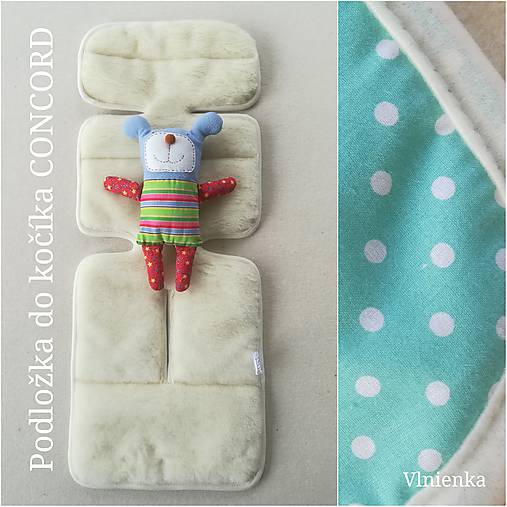 Detské doplnky - Podložka do kočíka CONCORD 100% merino /celoročná/ obojstranná Bodka mint - 10265156_