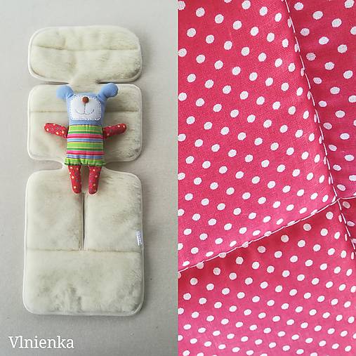 Detské doplnky - Podložka do kočíka CONCORD 100% merino /celoročná/ obojstranná Bodka červená - 10265677_