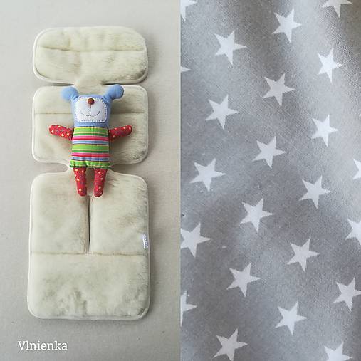 Detské doplnky - Podložka do kočíka CONCORD 100% merino /celoročná/ obojstranná Hviezdička šedá - 10265710_
