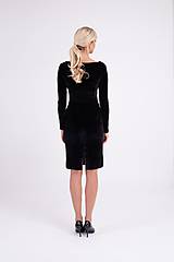 Šaty - Zamatové šaty čierne s úzkym rukávom - 10268115_