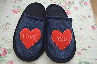 Ponožky, pančuchy, obuv - Papuče- I love you - 10268913_