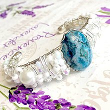 Náramky - Ocean Jasper Beaded Bangle Bracelet / Obručový korálkový náramok s modrým jaspisom /R0003 - 10273698_