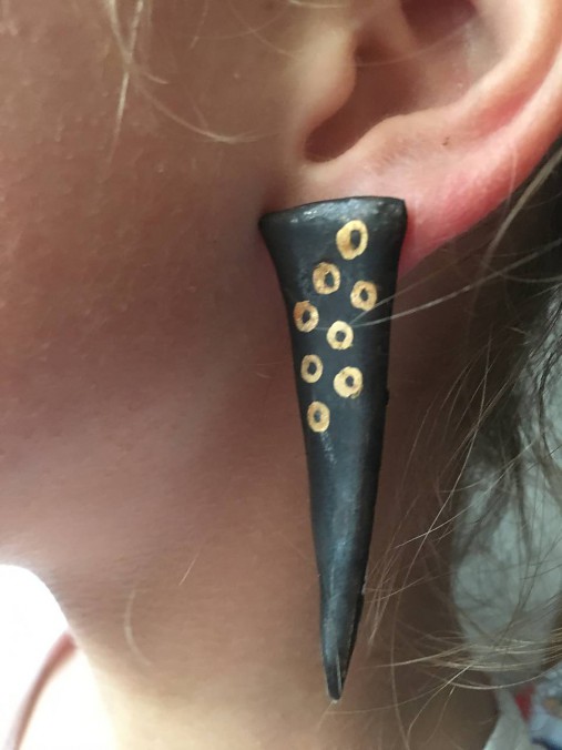 Náušnice - trojuholníky s krúžkami /keramika/ - 10271403_