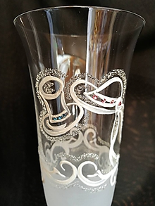 Nádoby - Svadobné poháre vzor č.65 - šampus - kombinácia s kamienkami - 10271926_