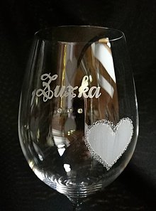 Nádoby - Svadobné poháre vínko so srdiečkom a kamienkami - 10271991_