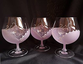 Nádoby - Súprava pohárov vzor č. 71 - ružová/purpur - 10272443_