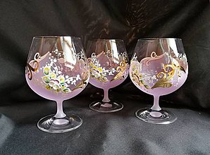Nádoby - Súprava pohárov vzor č.82 ružová/purpur so zlatom - 10273173_