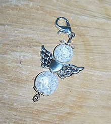 Kľúčenky - Prívesok anjelik z prírodných kameňov na želanie na kluče alebo tašku - 10276765_