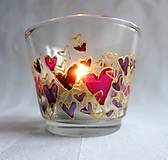 Svietidlá a sviečky - Farebné srdiečka - maľovaný sklenený svietniček - na objednávku - 10275880_