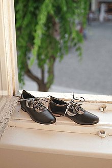 Ponožky, pančuchy, obuv - Kožené nízke topánky čierne - 10276261_