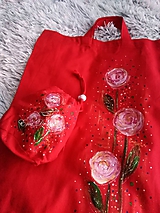 Ruže - nákupná taška s taštičkou červená