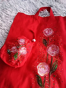 Nákupné tašky - Ruže - nákupná taška s taštičkou červená - 10278374_