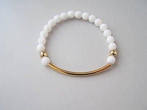 Náramky - Náramok - Jadeit biely,zlatá - 10285183_