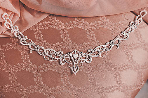 biela čipkovaná tiara/choker white dream - "čas čipky"