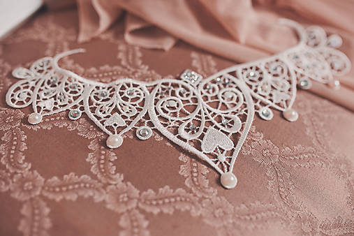 biela čipkovaná tiara/choker white dream - "čas čipky"
