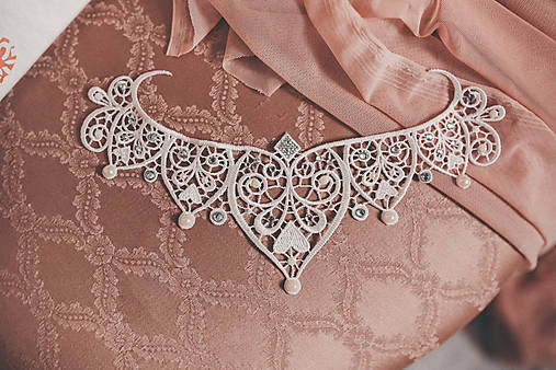 biela čipkovaná tiara/choker white dream - "čas čipky"