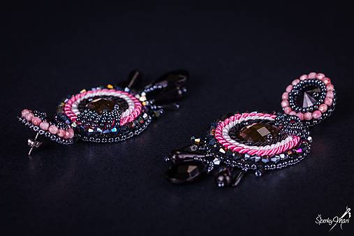 Náušnice - náušnice kruhy black/pink - 10291091_
