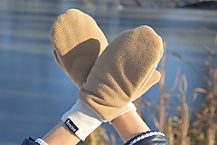 Rukavice - Dámske zimné rukavice palčiaky béžovej farby - 10291444_