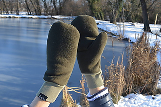 Rukavice - Dámske zimné rukavice palčiaky zelenej farby - 10291514_