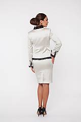 Saká - Dámske sako s ozdobnou sieťkou smotanové à la Chanel - 10291824_