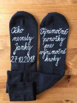 Ponožky, pančuchy, obuv - Maľované ponožky pre ocka nevesty (čierne “písaným” písmom) - 10289008_