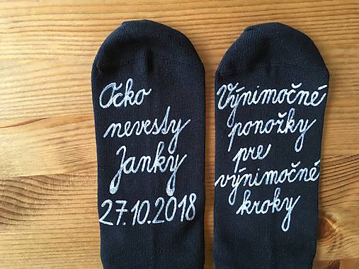 Maľované ponožky pre ocka nevesty (čierne “písaným” písmom)