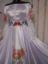  - FLORAL FOLK " Ornamentica ", svadobné dlhé šaty, ručná maľba - 10295073_