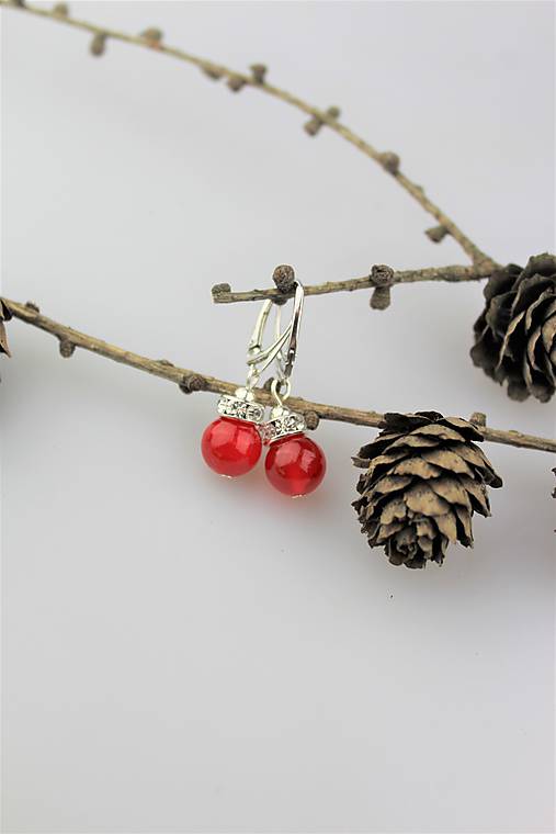 Náušnice - červený jadeit náušnice, patenty striebro - 10295327_