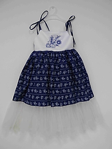 Šaty - 009 - Dievčenské modrotlačové šaty 122 - 10291976_
