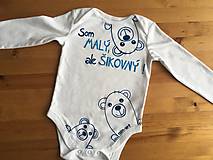 Detské oblečenie - Maľované body s medvedíkmi a nápisom "Som malý, ale šikovný " - 10293579_