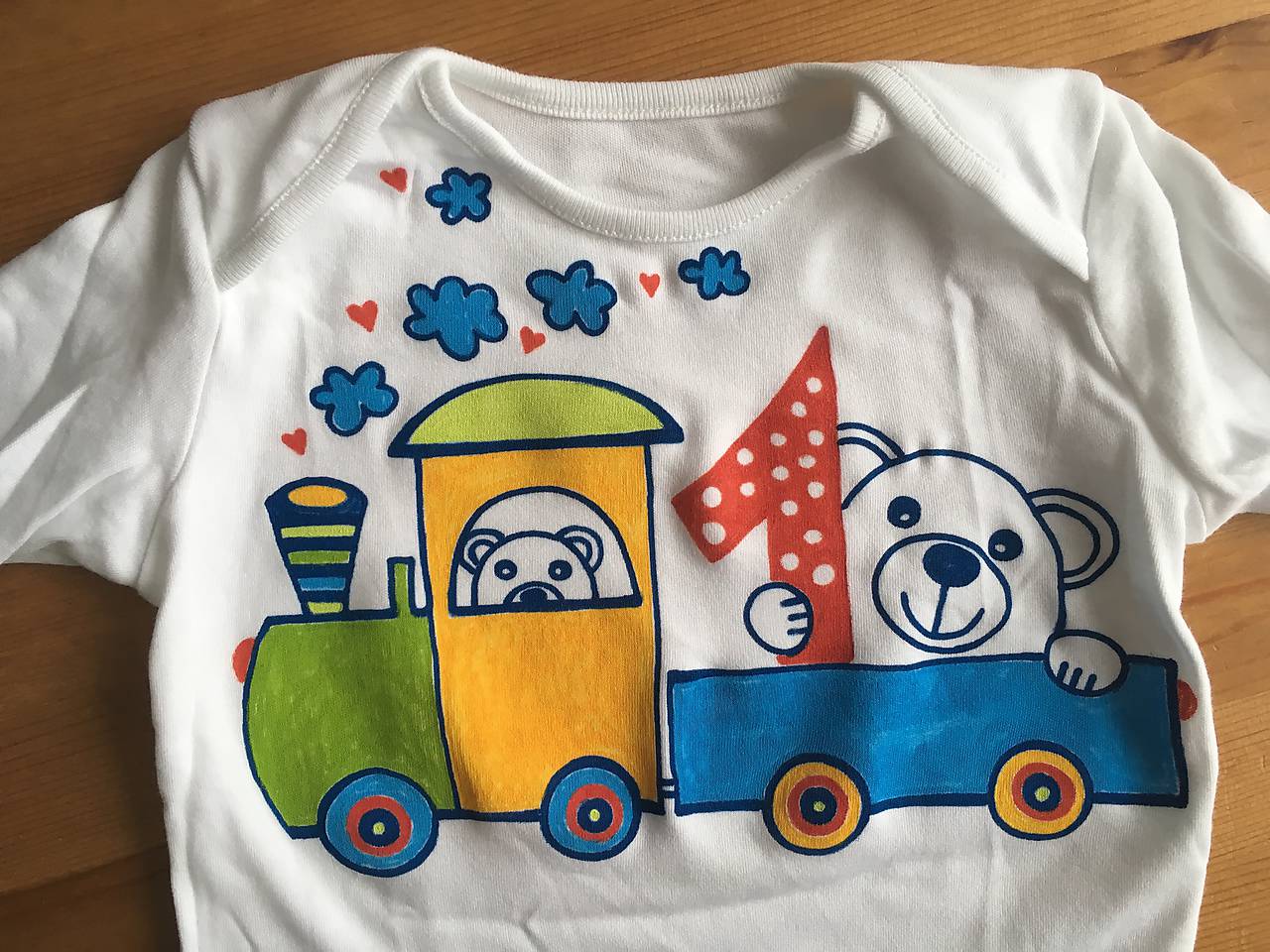 Maľované body k 1. narodeninám (s vláčikom)