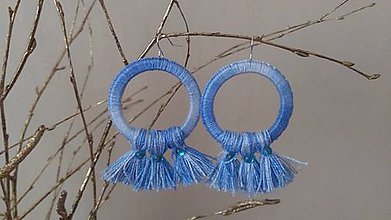 Náušnice - Modré strapce - 10298590_