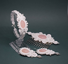 Sady šperkov - Svadobný šujtášový set s ruženínom, Strieborné zapínanie Ag 925 - 10299041_