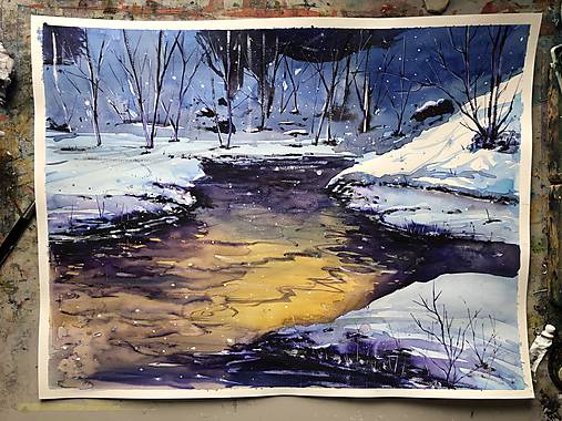 Obrazy - Modrá zima - 10298616_