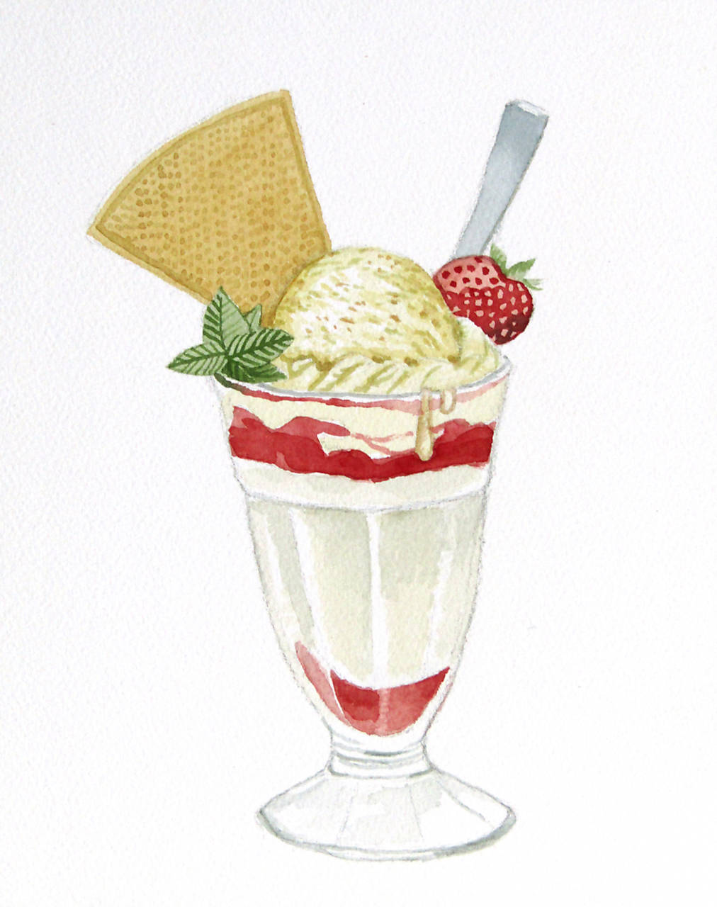 Zmrzlinový pohár - originál, akvarel