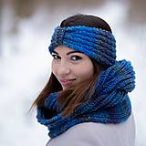 Čiapky, čelenky, klobúky - Čelenka modrá melírovaná - 10305865_