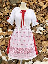 Šaty - Folklórny dámsky kroj červený so zásterou - 10304064_