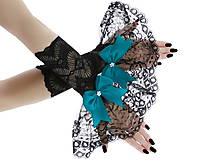 Rukavice - Spoločenské dámské čierné čipkové rukavice 125 - 10311138_