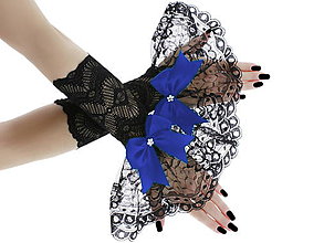 Rukavice - Spoločenské dámské čierné čipkové rukavice 1251 - 10311160_