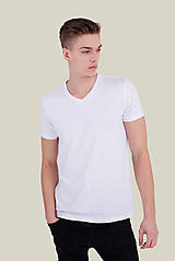 Pánske oblečenie - Pánske tričko z organickej bavlny, krátky rukáv, výstrih do V (S natural) - 10307188_
