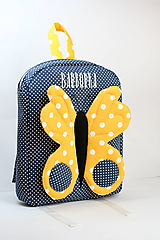 Detské tašky - RUKSAK s motylikom žlto - tmavomodrý, od 2,5r. - 10314774_