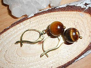 Náušnice - tiger Eye earrings in gold - 10318364_