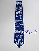 Pánske doplnky - kravata folk "modrotlač" rôzne varianty - 10319716_